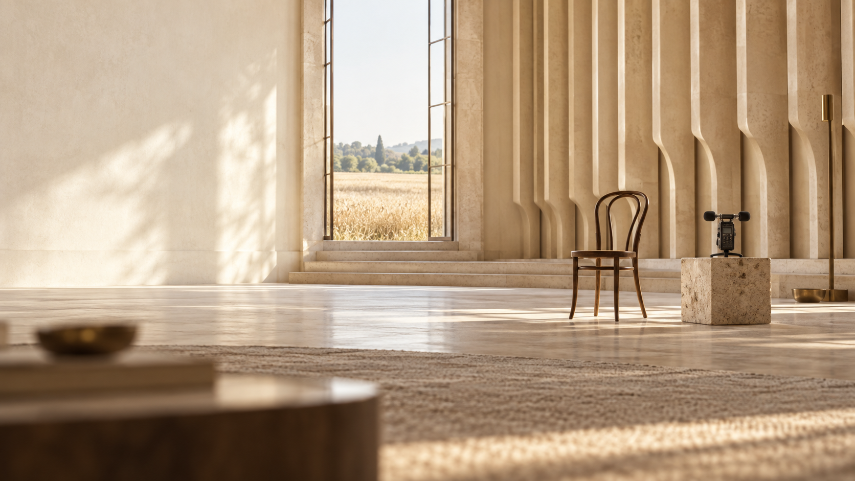 Quiet acoustic room with field recorder